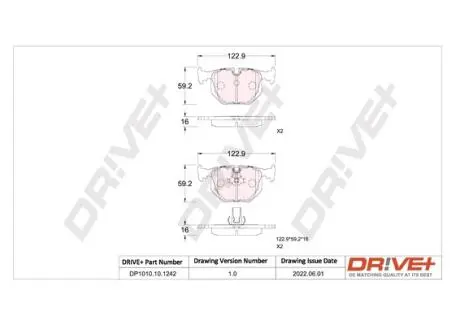 Колодки гальмівні (задні) BMW 3/5/X3/X5 94-12 Drive+ DP1010101242
