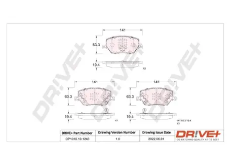 KLOCKI HAM. FIAT 500X 14-, JEEP RENEGADE 14- PRZУD Drive+ DP1010101246