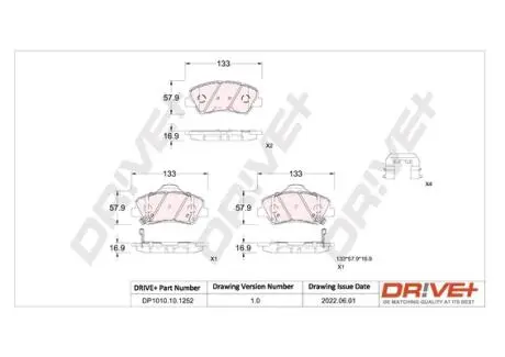 Колодки тормозные (передние) Hyundai Accent IV 10-/ i20 14-/Kia Rio 10- Drive+ DP1010101252