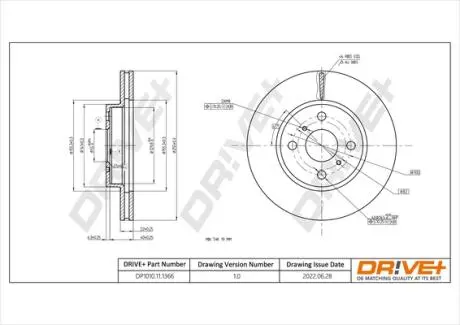 TARCZA HAM. PRZУD TOYOTA AURIS 1.0VVTI 05- 255X22 Drive+ DP1010111366
