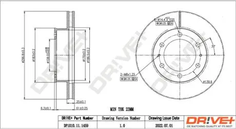TARCZA HAM. PRZУD TOYOTA HILUX 3.0D-4D 07- 297X25 Drive+ DP1010111459
