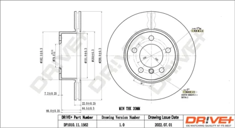 TARCZA HAM. PRZУD BMW 1.3 1.8-2.0D 10- 300X22 Drive+ DP1010111562