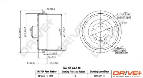 BКBEN HAMULCOWY SKODA FABIA 1.0-1.9 99- /200X59/ Drive+ DP1010111702
