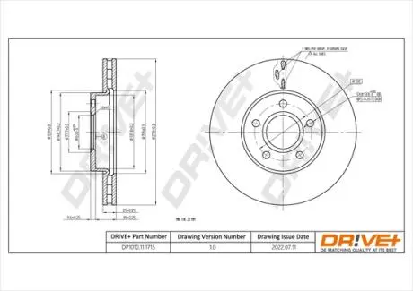 Диск гальмівний (передній) Ford C-Max 07-/Focus 04-/Volvo C30/S40/V50 04-12 (278x25) (з покр.) (вент) Drive+ DP1010111715