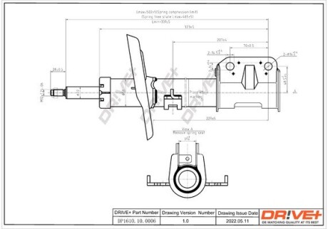 Амортизатор (передній) Renault Megane III 08- Drive+ DP1610100006