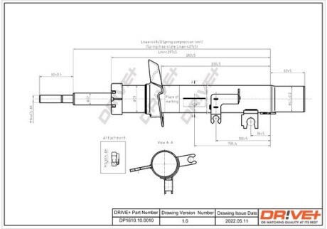 Амортизатор (передній) Citroen C2/ C3 02-/ Peugeot 1007 05- (R) Drive+ DP1610100010