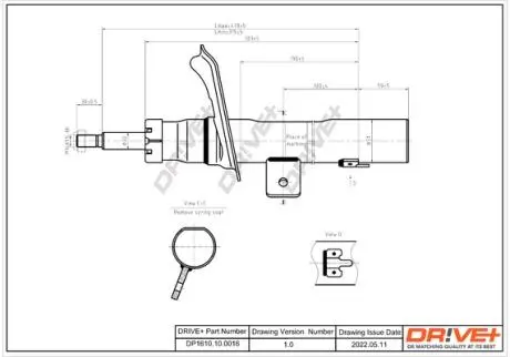 Амортизатор (передній) Peugeot 206 00- (R) Drive+ DP1610100016