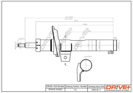 Амортизатор (передній) VW Caddy 03- (D 50) Drive+ DP1610100031