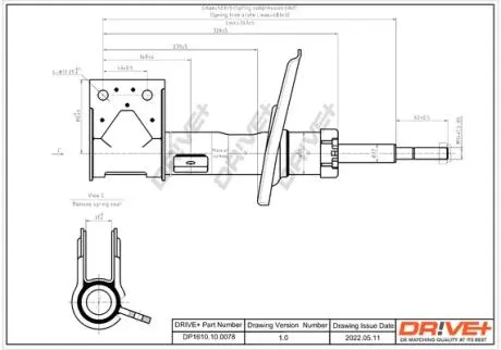 Амортизатор (передній) Citroen C4 II/DS4 09-/Peugeot 3008 I 09-17 (L) Drive+ DP1610100078