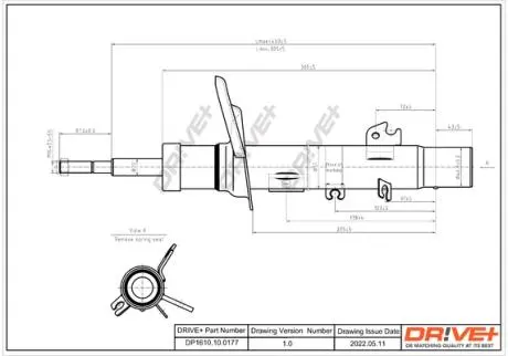 Амортизатор (передній) Peugeot 207/Citroen C3 1.4/1.6HDi/VTi 06- (L) Drive+ DP1610100177