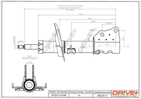 Амортизатор (передній) Renault Kangoo 08- (коротка база) (цапфа 28mm) Drive+ DP1610100186