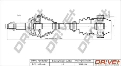 Піввісь (передня) VW Touareg/Audi Q7 3.0-6.0 02-18 (30x64.4/525) Drive+ DP2110100060