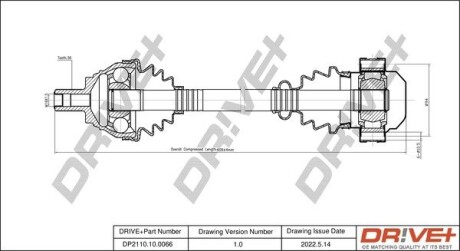 Піввісь VW Golf V/Passat 1.9/2.0 TDI 03-10 (R) (36x601) Drive+ DP2110100066