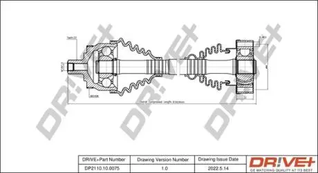 Піввісь (передня) Audi A4/VW Passat 1.6/1.8 94-05 (L) Drive+ DP2110100075