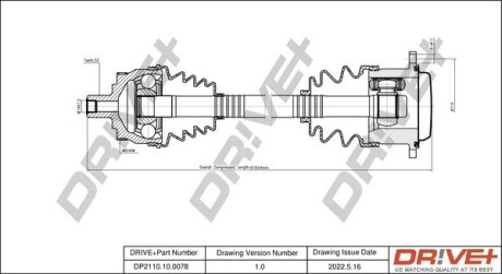 Піввісь (передня) Audi A4/VW Passat 1.8-2.3 95-05 (R) (33x30x622/45ABS) Drive+ DP2110100078