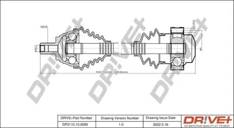 Піввісь (передня) VW 1.9/2.0 TDI 4motion 03-10 (L) (36х491) Drive+ DP2110100093