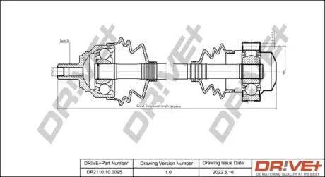 Полуось Skoda Octavia/VW Golf 1.4/2.0D 03- (R) (36x792) Drive+ DP2110100095
