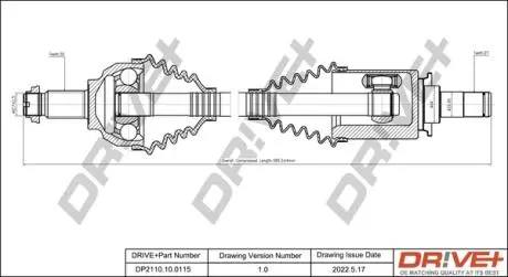 Полуось BMW 3 (E46) 00-05 (L) (30x27x577) Drive+ DP2110100115