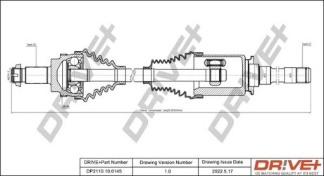 Піввісь (передня) BMW 5 (E60) 04-09 (R) (30x27/932) M57/N52/N53 Drive+ DP2110100145