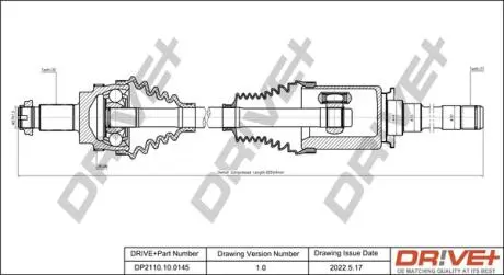 Піввісь (передня) BMW 5 (E60) 04-09 (R) (30x27/932) M57/N52/N53 Drive+ DP2110100145