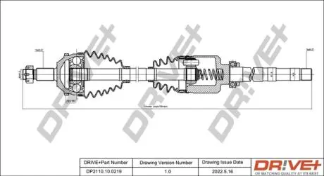 Піввісь Fiat Scudo 2.0HDI (R) (27x37x947x48T) (+ABS) Drive+ DP2110100219