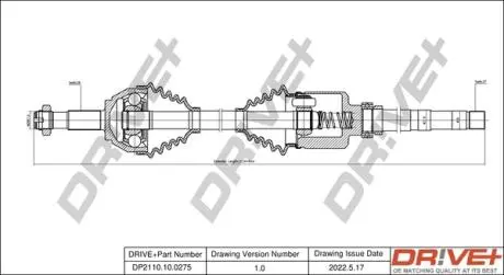 Піввісь (передня) Citroen Jumper/Fiat Ducato/Peugeot Boxer 1.9D-2.8D 94-02 (R) (28x37x1072mm) Drive+ DP2110100275