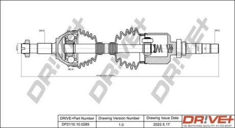 Піввісь Fiat Ducato 2.5TD 94-06 16 (R) (35x41x1085x54T) (+ABS) Drive+ DP2110100285