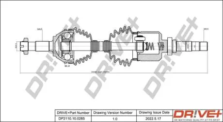 Піввісь Fiat Ducato 2.5TD 94-06 16 (R) (35x41x1085x54T) (+ABS) Drive+ DP2110100285