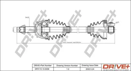 Піввісь Fiat Fiorino 1.3D 07- (L) (25x480) d=33,88 Drive+ DP2110100336