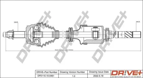 Піввісь Opel Movano 2.5 DTI 01- (L) (28x663) d=37 Drive+ DP2110100461
