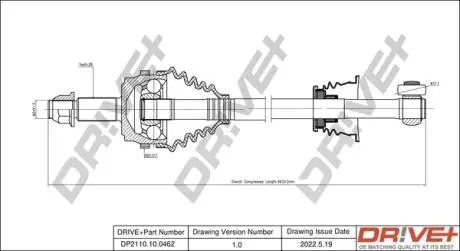 Піввісь (передня) Renault Master II 98- (L) (28x37,1x663x51T) Drive+ DP2110100462