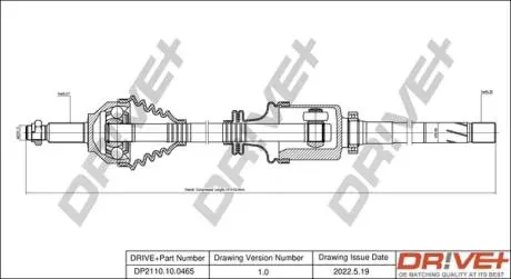 Піввісь (передня) Renault Trafic III/Opel Vivaro 01- (R) (-ABS) Drive+ DP2110100465