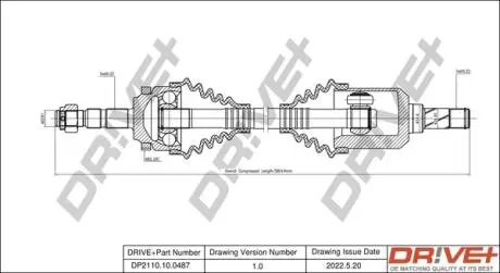 Піввісь Opel Combo 1.6/1.7DTI/DI 01- (L) (22x22x580x29T) (+ABS) Drive+ DP2110100487