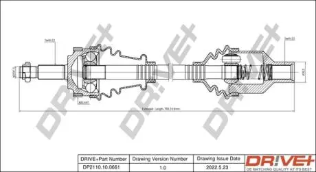 Піввісь Renault Kangoo 1.6 16V 4x4 01- (R) (23x23x740) (+ABS 44z) Drive+ DP2110100661