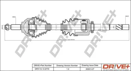 Піввісь Renault Trafic 2.5 dCi 03- (R) (39x27x1045) Drive+ DP2110100770