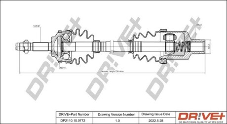 Піввісь Renault Kangoo 1.5 dCi 01- (R) (21x23x726x44T) (+ABS) Drive+ DP2110100772