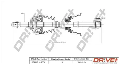 Піввісь Renault Kangoo 1.5dCi 97- (L) (23x44x635) Drive+ DP2110100773