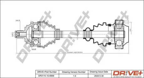 Піввісь VW T4 2.5-2.8 98-03 (38x545)(+ABS) Drive+ DP2110100958