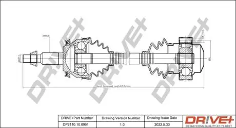 Піввісь (передня) VW T5 1.9TDi/2.0 03-15 (L) (38x27x645) Drive+ DP2110100961