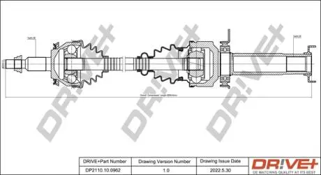 Піввісь (передня) VW T5/Multivan V 03-15 (R) Drive+ DP2110100962