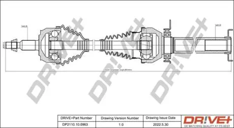 Піввісь (передня) VW T5/Multivan V 03-15 (R) МКПП Drive+ DP2110100963