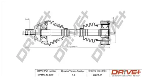 Піввісь VW Caddy III 1.4 i 04-10/Golf 1.2-1.4 i 06-(L) (36х536) Drive+ DP2110100976