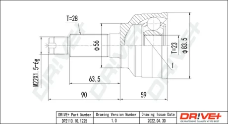 ШРКШ (зовнішній) Mazda 626 IV (GE), 08/91 - 08/98 Drive+ DP2110101225