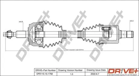 Піввісь VW T5 2.0 TDI 09-15 (L) (37x38x645) Drive+ DP2110101792
