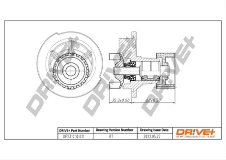 Помпа води Daewoo Lanos 1.4 03-/Nubira 1.6 16V 97- Drive+ DP2310.10.011