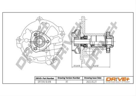 Помпа води VW Caddy 1.9TDI/SDI 95- Drive+ DP2310.10.018