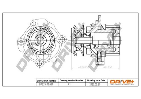 Помпа води VW Caddy III 1.6/BiFuel 04-15 (23z), BGU, BSE, BSF, CHGA Drive+ DP231010031