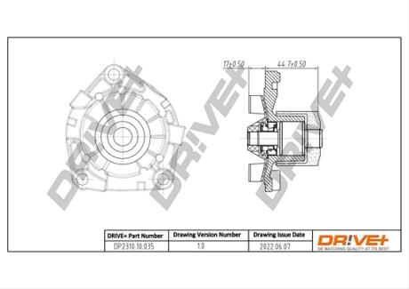 Помпа води Fiat Doblo/Ducato/Opel Combo/Astra H/J/Zafira/Vectra 1.6/1.9/2.0CDTI 10-/Jeep 2.0-2.2 14- Drive+ DP231010035