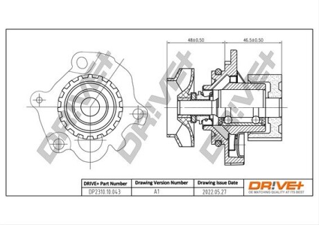 Помпа води Audi A3/Seat Cordoba/Toledo/Leon/Skoda Octavia/VW Caddy/Golf/Polo 1.9TDI/SDI 96-05 (19z) Drive+ DP231010043