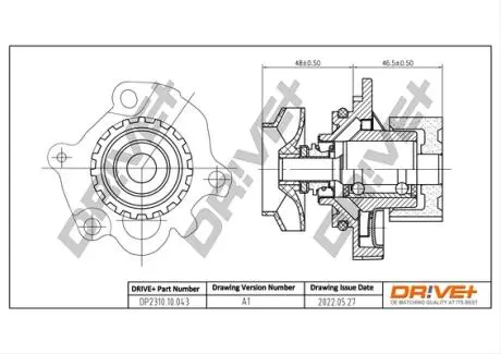 Помпа води Audi A3/Seat Cordoba/Toledo/Leon/Skoda Octavia/VW Caddy/Golf/Polo 1.9TDI/SDI 96-05 (19z) Drive+ DP231010043